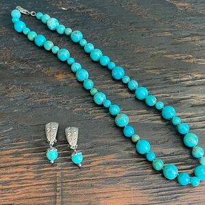 Carolyn Pollack Relios sterling silver & turquoise clip earrings & necklace set